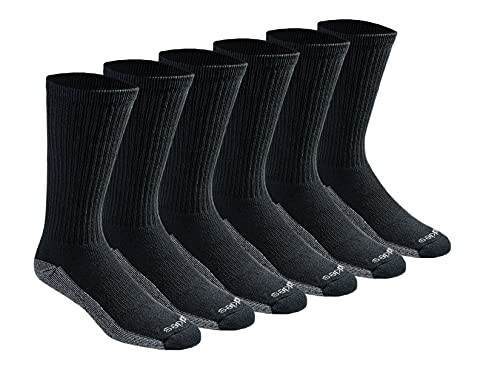 Dickies Men's Dri-tech Original Moisture Control Crew Socks Multipack, Black (6 Pairs), Shoe Size: 6-12, Pack of 6