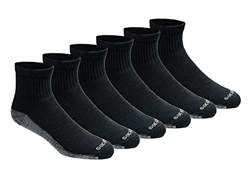 Dickies Men's Dri-Tech Moisture Control Quarter Socks (6, 12, 18 Pairs), Black (6 Pairs), Large
