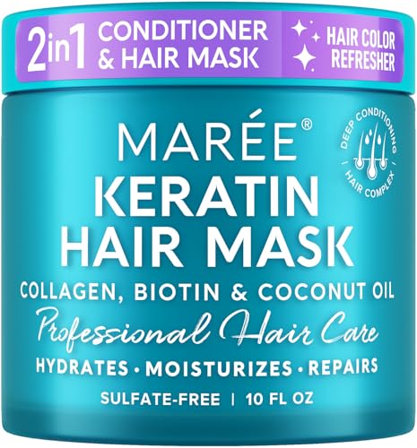 MAREE Deep Conditioning Hair Mask for Damaged Hair Treatment - Keratin Hair Care for Hydrating Growth Repair Moisturizing - Dry Curly Color Refreshing - Tratamiento Mascarilla Para el Cabello Seco