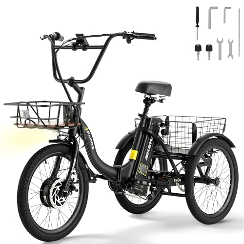 Skeri E Trike Electric Bike, 500W(Peak 1000W) Electric Tricycle for Adults, 20