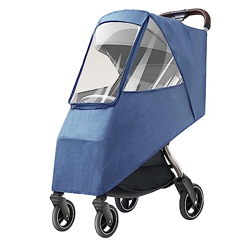 KIMISS Universal Stroller Rain Cover -, Windproof & Raincoat for Toddlers - Travel Weather for Pushchairs and Jogging Strollers (Linen Blue)